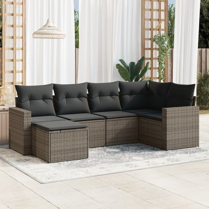 vidaXL Ensemble de canapés de jardin 6 pcs avec coussins gris résine tressée