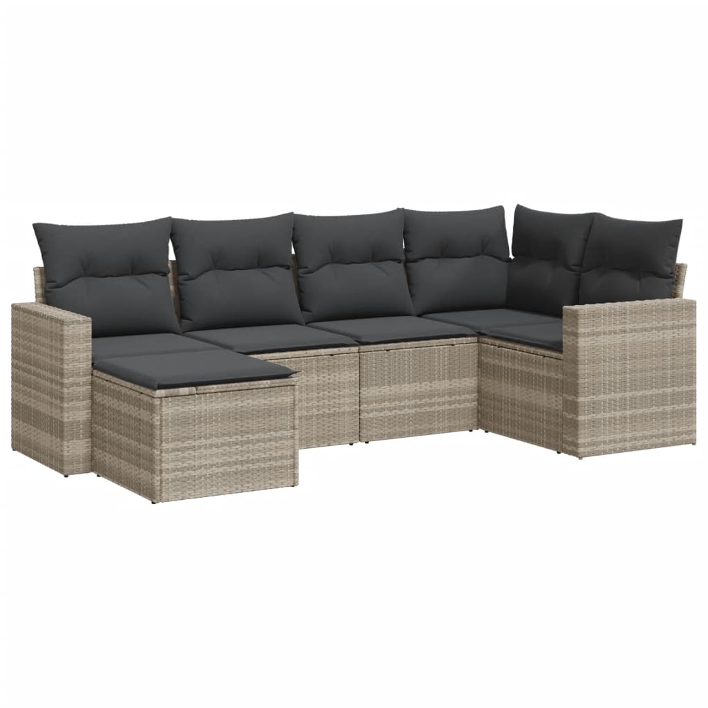 vidaXL Salon de jardin 6 pcs avec coussins Gris clair résine tressée