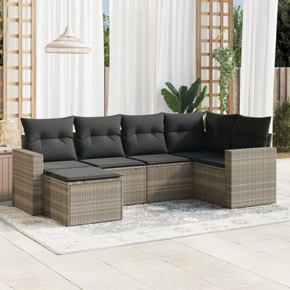 vidaXL Salon de jardin 6 pcs avec coussins Gris clair résine tressée