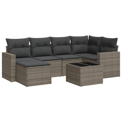 vidaXL Ensemble de canapés de jardin 7 pcs avec coussins Gris Résine tressée