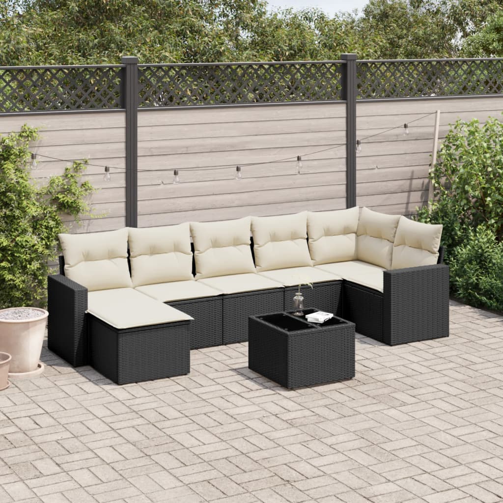 vidaXL Ensemble de canapés de jardin 8 pièces avec coussins résine tressée noir