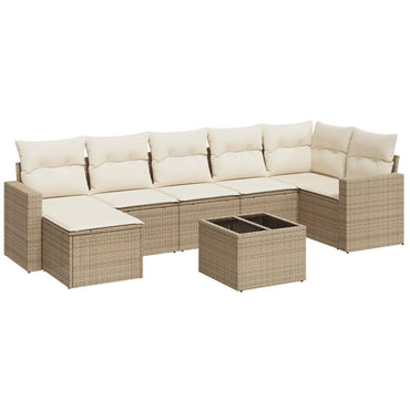 vidaXL Canapé d'angle de jardin 8 pcs avec coussins Résine tressée Beige