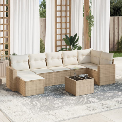 vidaXL Canapé d'angle de jardin 8 pcs avec coussins Résine tressée Beige