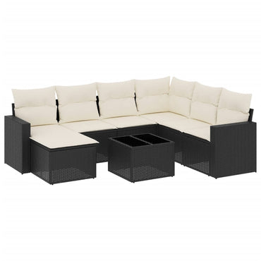 vidaXL Ensemble de canapés de jardin 8 pièces avec coussins résine tressée noir