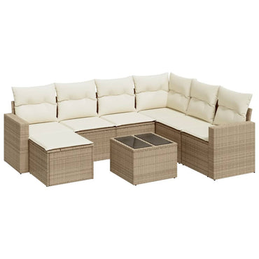 vidaXL Canapé d'angle de jardin 8 pcs avec coussins Résine tressée Beige