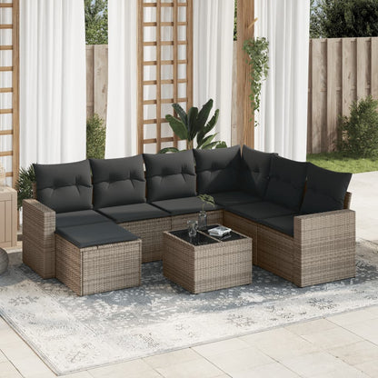 vidaXL Ensemble de canapés de jardin 8 pièces avec coussins en résine tressée grise