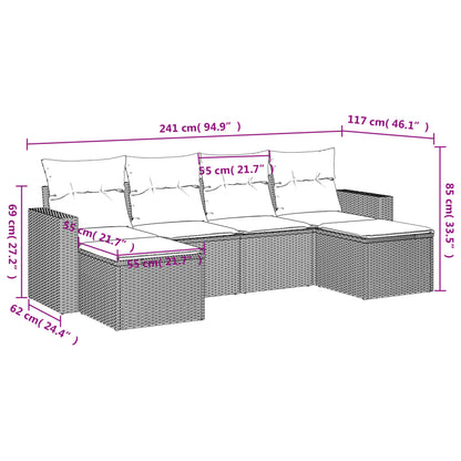 vidaXL Ensemble de canapés de jardin 6 pcs avec coussins gris résine tressée