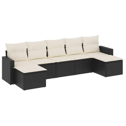 vidaXL Salon de jardin 7 pcs avec coussins Noir Résine tressée
