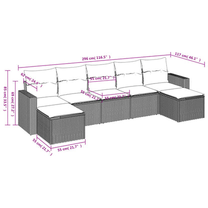 vidaXL Salon de jardin 7 pcs avec coussins Noir Résine tressée
