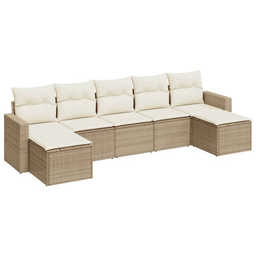 vidaXL Salon de jardin 7 pièces avec coussins en résine tressée beige