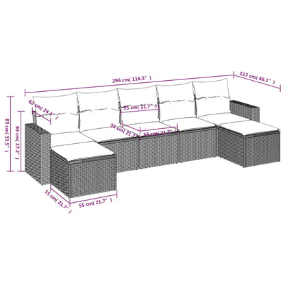 vidaXL Ensemble de canapés de jardin 7 pcs avec coussins Gris Résine tressée