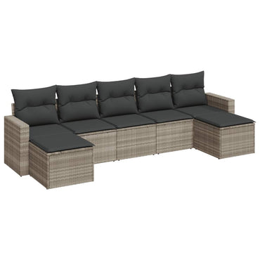 vidaXL Salon de jardin 7 pièces avec coussins Gris clair résine tressée
