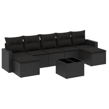 vidaXL Ensemble de canapés de jardin 8 pièces avec coussins résine tressée noir