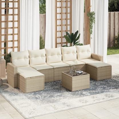 vidaXL Canapé d'angle de jardin 8 pcs avec coussins Résine tressée Beige