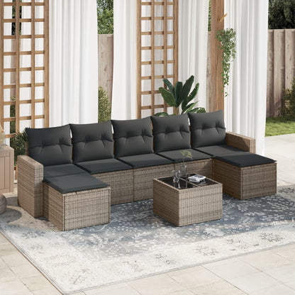 vidaXL Ensemble de canapés de jardin 8 pièces avec coussins en résine tressée grise