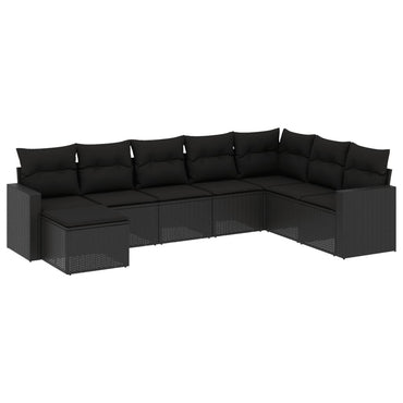 vidaXL Ensemble de canapés de jardin 8 pièces avec coussins résine tressée noir
