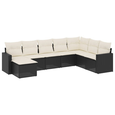 vidaXL Ensemble de canapés de jardin 8 pièces avec coussins résine tressée noir