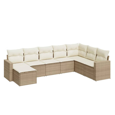 vidaXL Canapé d'angle de jardin 8 pcs avec coussins Résine tressée Beige