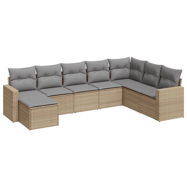 vidaXL Canapé d'angle de jardin 8 pcs avec coussins Résine tressée Beige