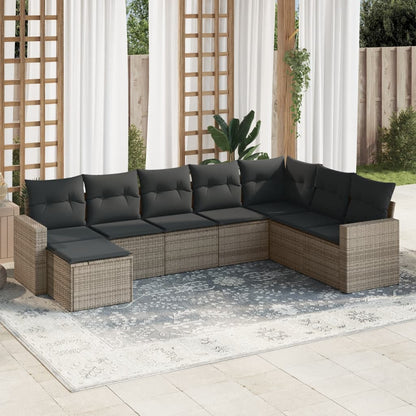 vidaXL Ensemble de canapés de jardin 8 pièces avec coussins en résine tressée grise
