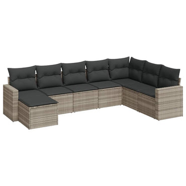 vidaXL Salon de jardin 8 pcs avec coussins Gris clair résine tressée