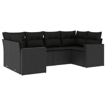 vidaXL Salon de jardin 6 pcs avec coussins Noir Résine tressée