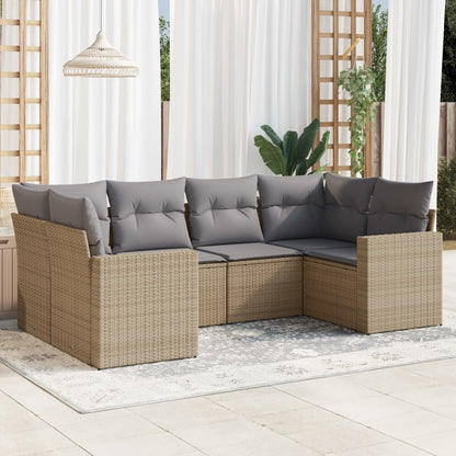 vidaXL Salon de jardin 6 pcs avec coussins beige résine tressée