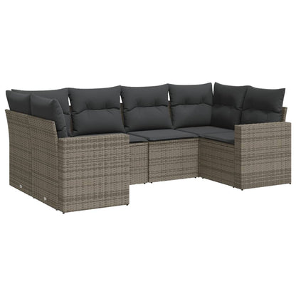 vidaXL Ensemble de canapés de jardin 6 pcs avec coussins gris résine tressée