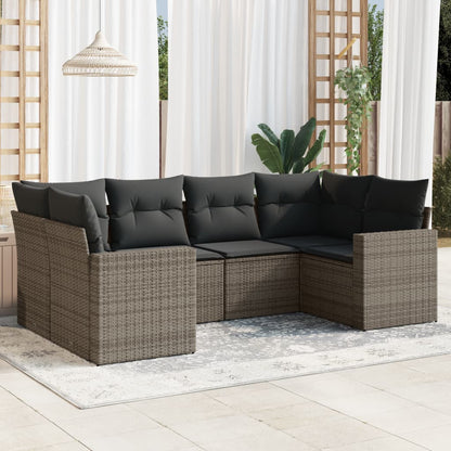 vidaXL Ensemble de canapés de jardin 6 pcs avec coussins gris résine tressée