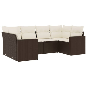 vidaXL Salon de jardin 6 pcs avec coussins Marron Résine tressée