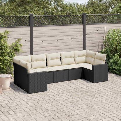 vidaXL Salon de jardin 7 pcs avec coussins Noir Résine tressée