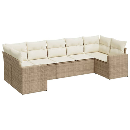 vidaXL Salon de jardin 7 pièces avec coussins en résine tressée beige