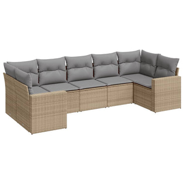 vidaXL Salon de jardin 7 pièces avec coussins en résine tressée beige