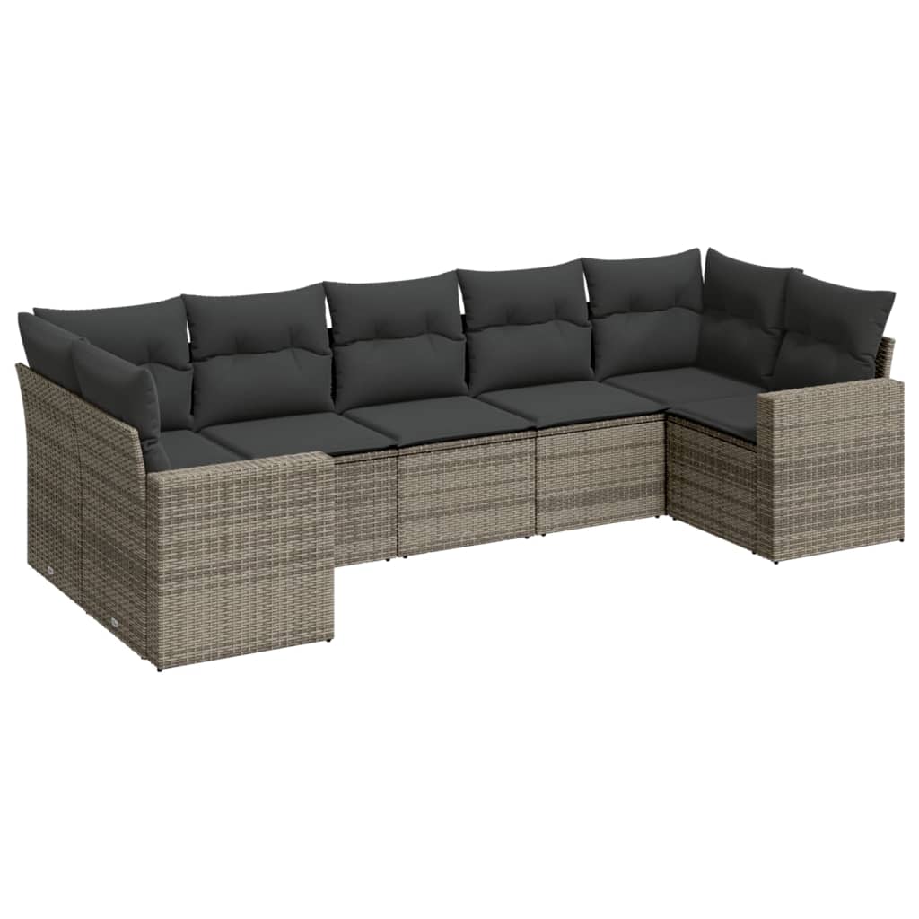 vidaXL Ensemble de canapés de jardin 7 pcs avec coussins Gris Résine tressée