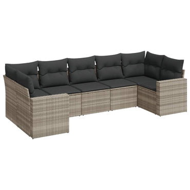 vidaXL Salon de jardin 7 pièces avec coussins Gris clair résine tressée
