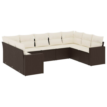 vidaXL Ensemble de canapés de jardin 9 pcs avec coussins résine tressée marron