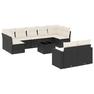 vidaXL Salon de jardin 10 pcs avec coussins Noir Résine tressée
