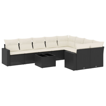 vidaXL Salon de jardin 10 pcs avec coussins Noir Résine tressée