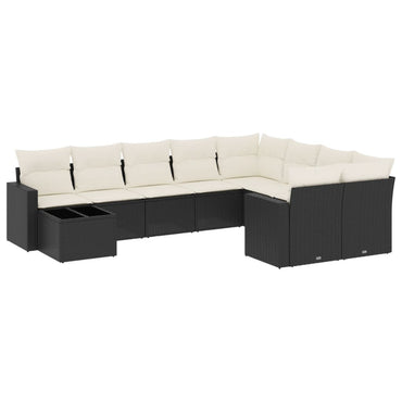 vidaXL Salon de jardin 10 pcs avec coussins Noir Résine tressée