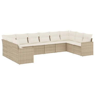 vidaXL Salon de jardin 10 pcs avec coussins beige résine tressée