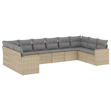vidaXL Salon de jardin 10 pcs avec coussins beige résine tressée