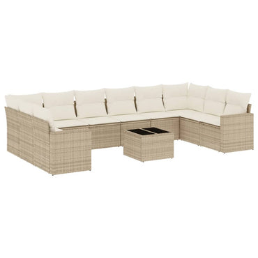 vidaXL Ensemble de canapés de jardin 11 pcs avec coussins en rotin synthétique beige