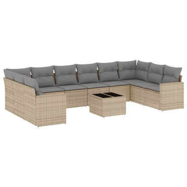 vidaXL Ensemble de canapés de jardin 11 pcs avec coussins en rotin synthétique beige