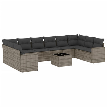 vidaXL Ensemble de canapés de jardin 11 pcs avec coussins en résine tressée gris