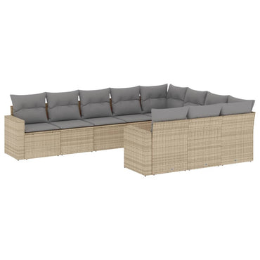 vidaXL Salon de jardin 10 pcs avec coussins beige résine tressée