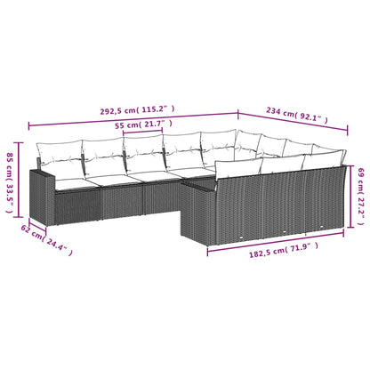 vidaXL Salon de jardin 10 pcs avec coussins gris clair résine tressée