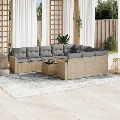 vidaXL Ensemble de canapés de jardin 11 pcs avec coussins en rotin synthétique beige