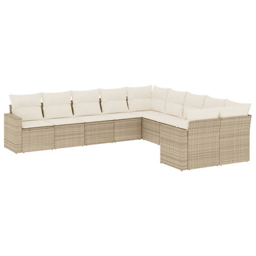 vidaXL Salon de jardin 10 pcs avec coussins beige résine tressée