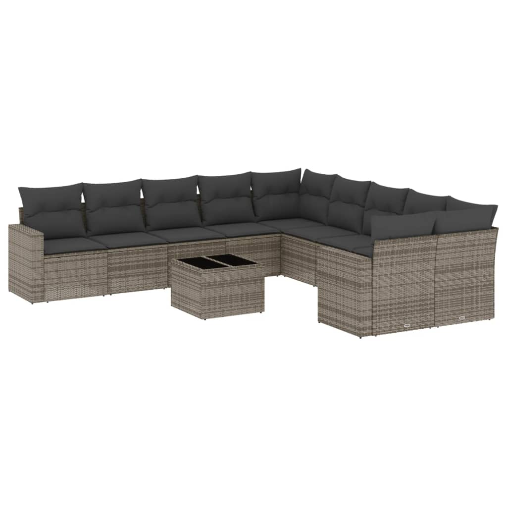 vidaXL Ensemble de canapés de jardin 11 pcs avec coussins en résine tressée gris
