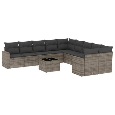 vidaXL Ensemble de canapés de jardin 11 pcs avec coussins en résine tressée gris